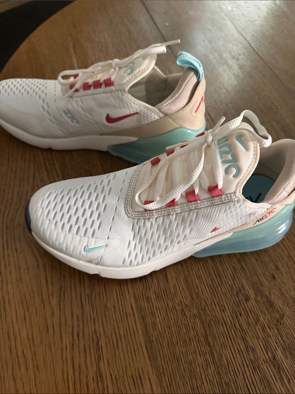 Nike Air Max 270 White Teal Pink Accent Sneakers